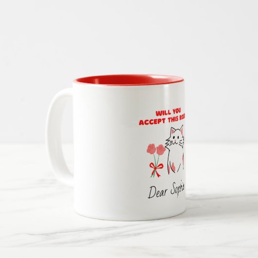 Adorable Cat&Rose  Zweifarbige Tasse (Vorderseite Links)