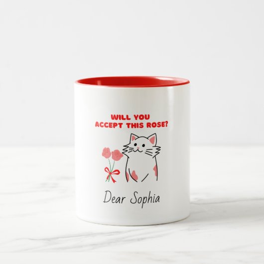 Adorable Cat&Rose Zweifarbige Tasse (Mittel)