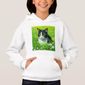 Adorable Cat sitzend in einem Bereich der Daisies Hoodie (Vorderseite)