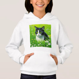 Adorable Cat sitzend in einem Bereich der Daisies Hoodie