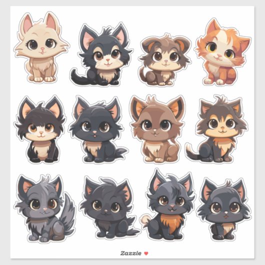 Adorable Cat Stickers Aufkleber (Blatt)