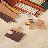 Adorable Cat Tragebrillen Lesen eines Buches Puzzle (Seite)