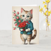 Adorable Cat Valentine Karte (Gelbe Blume)