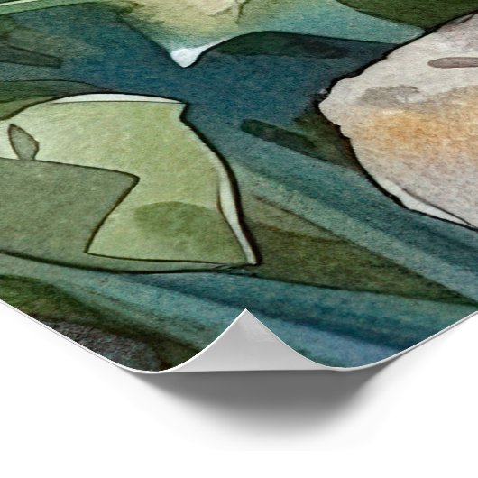 ADORABLE CAT-WASSERFARBEN-ILLUSTRATION POSTER (Ecke)