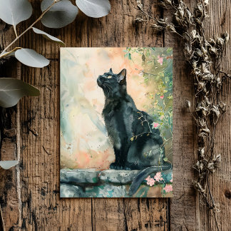 ADORABLE CAT WATERCOLOR ILLUSTRATION POSTKARTE