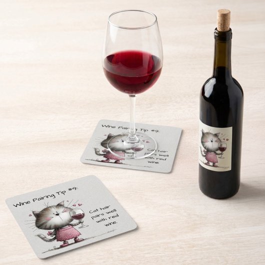 Adorable Cat With Wine Coaster Rechteckiger Pappuntersetzer