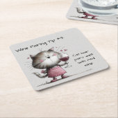 Adorable Cat With Wine Coaster Rechteckiger Pappuntersetzer (angewinkelt)