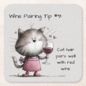Adorable Cat With Wine Coaster Rechteckiger Pappuntersetzer (Vorderseite)