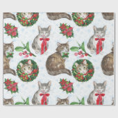 Adorable Cat Wreath Geschenkpapier (Flach)