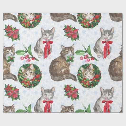 Adorable Cat Wreath Geschenkpapier (Flach)