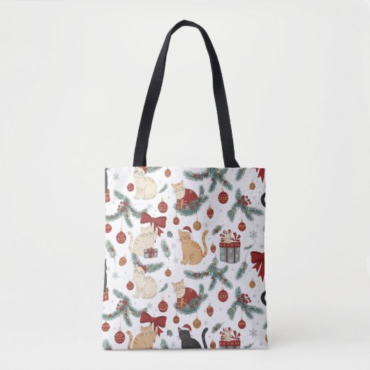 Adorable Cats and Christmas Pattern Tote Bag Tasche (Vorderseite)