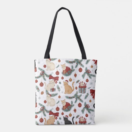 Adorable Cats and Christmas Pattern Tote Bag Tasche (Rückseite)