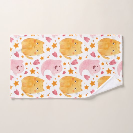 Adorable Cats and Ghosts Pattern Badhandtuch Set (Handtuch)