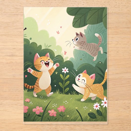 Adorable Cats at Play - Pure Garden Joy Acryleinladungen (Vorderseite)