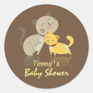 Adorable Cats Baby Dusche Rundkleber Runder Aufkleber