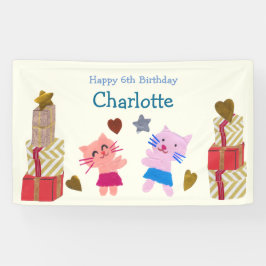 Adorable Cats-Kindergeburtstag hellgelb Banner