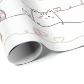 Adorable Cats Peeking Over Hearts Geschenkpapier (Rolleneckpunkt)