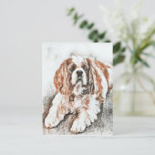 Adorable Cavalier King Charles Spaniel Sketch Postkarte (Stehend Vorderseite)