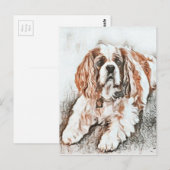Adorable Cavalier King Charles Spaniel Sketch Postkarte (Vorne/Hinten)