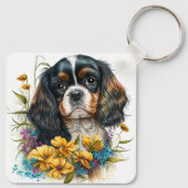 Adorable Cavalier Spaniel Puppy Dog Schlüsselanhänger (Rückseite)