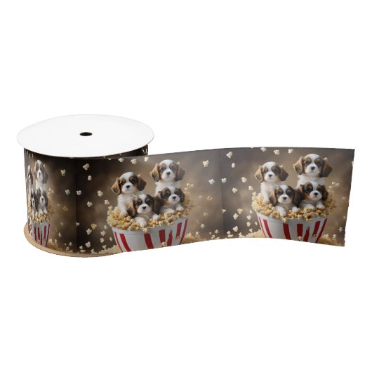 Adorable Cavalier Spaniel Welpen, Satinband (Spule)