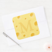 Adorable Cheese Fanciful Cheesy Monpgrammatisches Quadratischer Aufkleber (Umschlag)