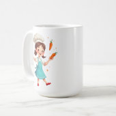 Adorable Chef Girl Mug with Carrots Design Kaffeetasse (Vorderseite Links)