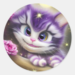 Adorable Cheshire Kitten Runder Aufkleber