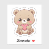 Adorable Chibi Bear with Heart  Aufkleber (Blatt)
