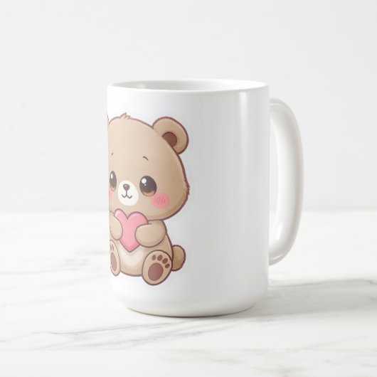 Adorable Chibi Bear with Heart Kaffeetasse (VorderseiteRechts)