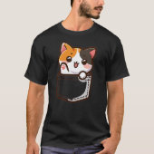 Adorable Chibi Japanese Pocket Kawaii Calico Cat T-Shirt (Vorderseite)