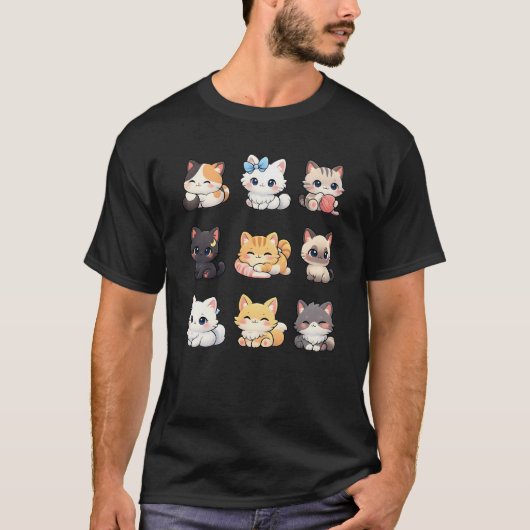 Adorable Chibi Kitten Collection T-Shirt Cute Cat (Vorderseite)