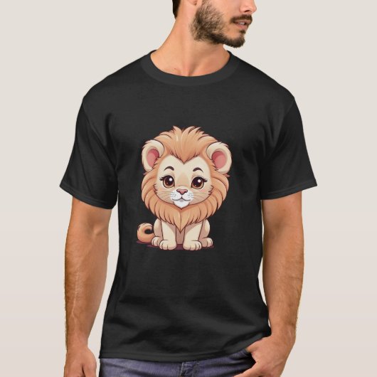Adorable Chibi Lion Niedlich Anime Big Mit Augen L T-Shirt (Vorderseite)