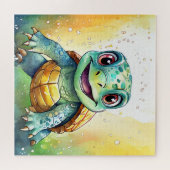 Adorable Chibi Sea Turtle Under the Sea Puzzle (Horizontal)