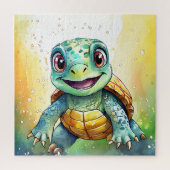 Adorable Chibi Sea Turtle Under the Sea  Puzzle (Vertikal)