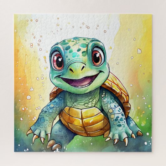 Adorable Chibi Sea Turtle Under the Sea Puzzle (Vertikal)