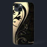 Adorable Chic Gold, Black Paisley - Personalisiert Case-Mate iPhone Hülle<br><div class="desc">Elegantes Gold und schwarzer Paisley mit Ihrem Namen</div>