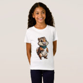 Adorable Chipmunk-Cartoon-Aufkleber mit Aquamarine T-Shirt (Vorne ganz)