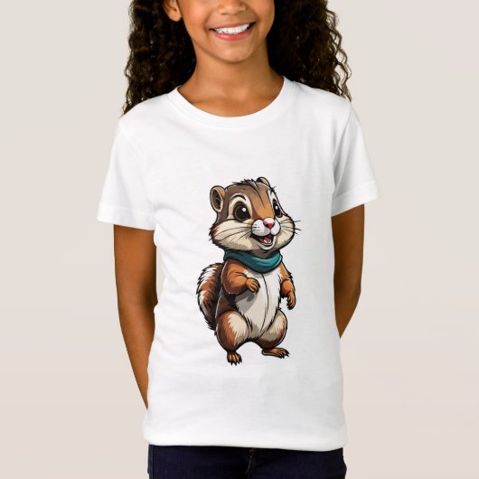 Adorable Chipmunk-Cartoon-Aufkleber mit Aquamarine T-Shirt (Vorderseite)