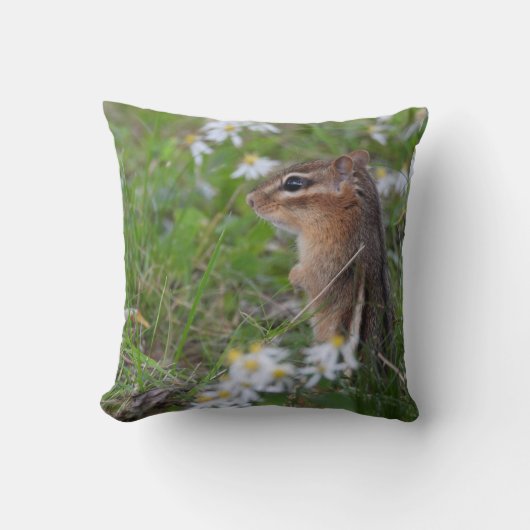 Adorable Chipmunk in Blume Kissen (Vorderseite)