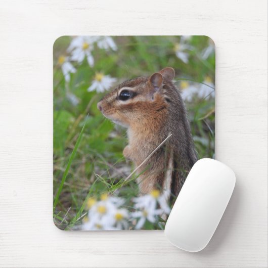 Adorable Chipmunk in Blume Mousepad (Mit Mouse)