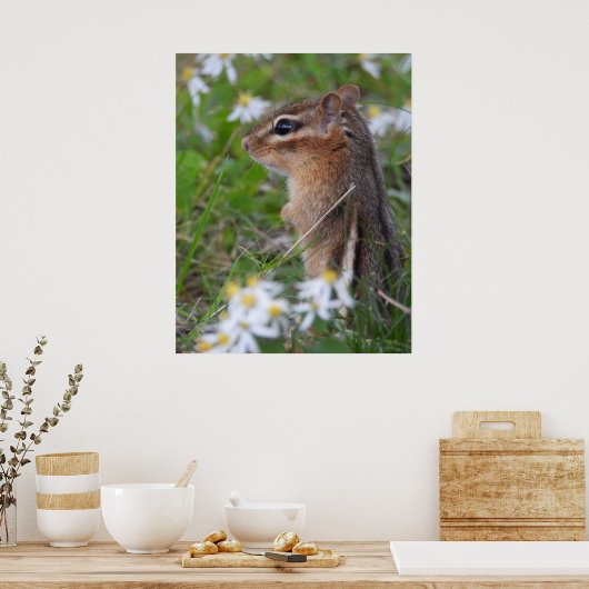 Adorable Chipmunk in Blume Poster (Küche)