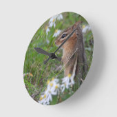 Adorable Chipmunk in Blume Runde Wanduhr (Winkel)
