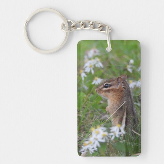 Adorable Chipmunk in Blume Schlüsselanhänger (Vorderseite)