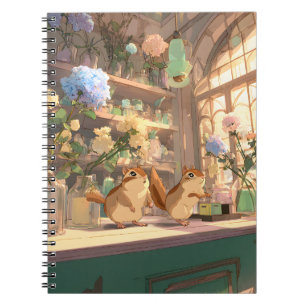 Adorable Chipmunks im Sunlit Floral Shop Kunst Notizblock