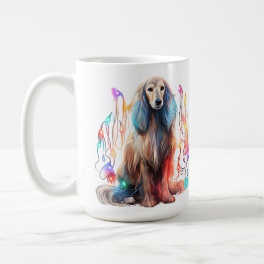 ADORABLE CHRISTMAS AFGHAN HOUND PUPPY KAFFEETASSE (Links)