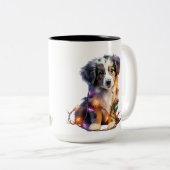 ADORABLE CHRISTMAS AUSTRALIAN SHEPHERHERY PUPPY ZWEIFARBIGE TASSE (VorderseiteRechts)