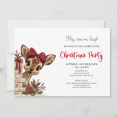 Adorable Christmas baby deer peeking party invite Einladung (Vorderseite)