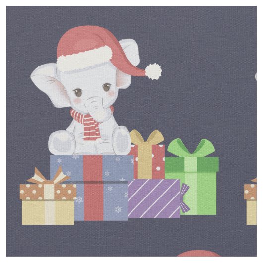 Adorable Christmas Baby Elephant Stoff (Nahaufnahme)
