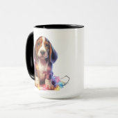 ADORABLE CHRISTMAS BASSET HOUND PUPPY TASSE (Vorderseite Links)
